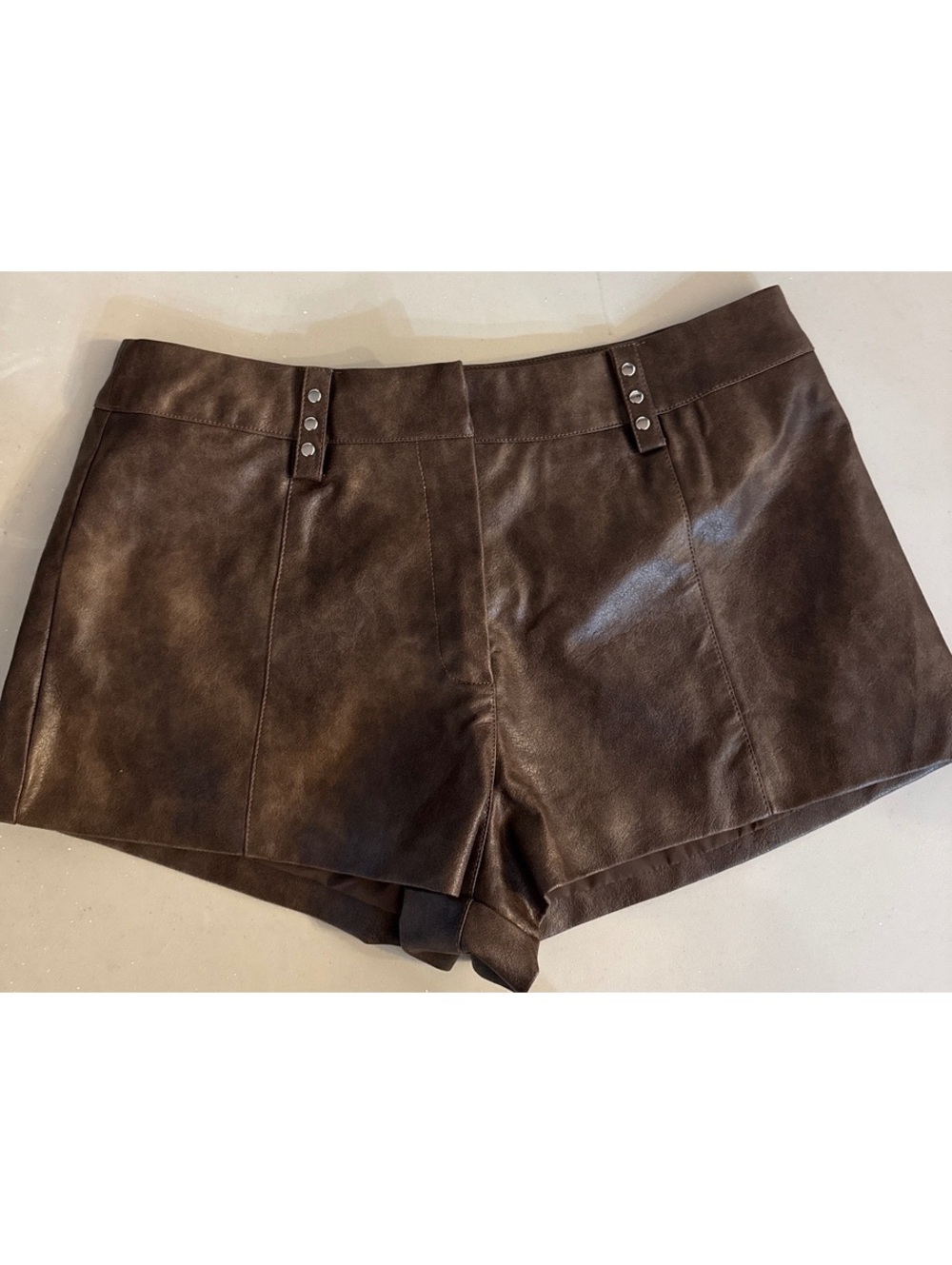 Princess Polly faux leather brown shorts size 6